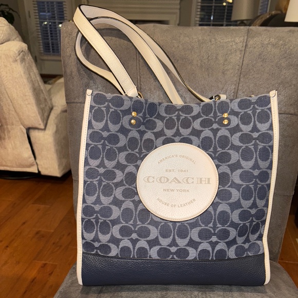 Coach Handbags - Coach Dempsey C2823 Tote 40 In Signature Denim With Patch Handbag